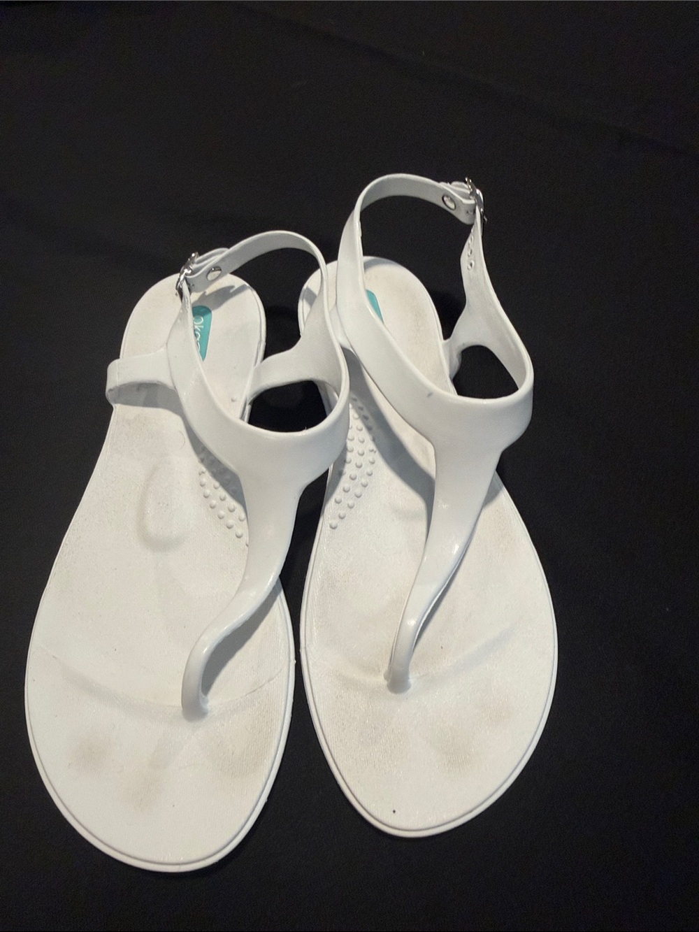 OKA b. White T-Strap Sandals